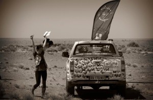 The best feeling! Sabrina Howells celebrates finding the flag. - Photo from USA Gazelles' FB Page and by photographer Dan Campbell-Lloyd