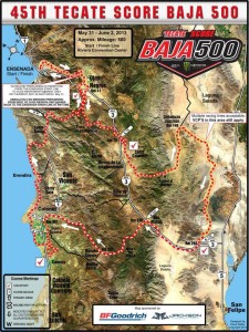 2013 SCORE Tecate Baja 500 race map, courtesy of  <a href="https://www.facebook.com/BajaCaliforniaRaces?fref=ts" target="blank">Baja 500 score international 2013</a> on Facebook
