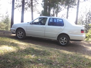 Side view after lifting the Jetta.