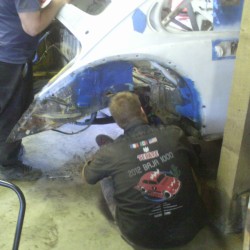Ryan working on the rear end and trailing arms.