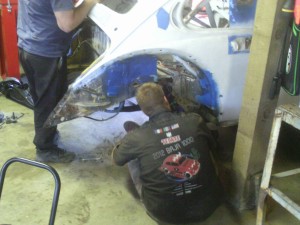 Ryan working on the rear end and trailing arms.