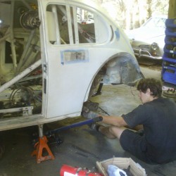 Paul working on the rear end and trailing arms.