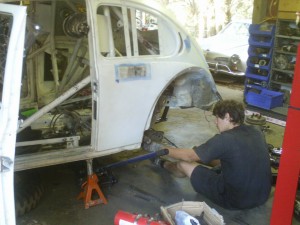 Paul working on the rear end and trailing arms.