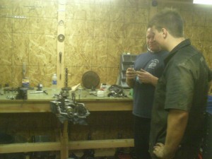 Gary and Ryan discussing the finer points of engine building.