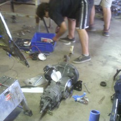 Paul putting together the tranny brackets.