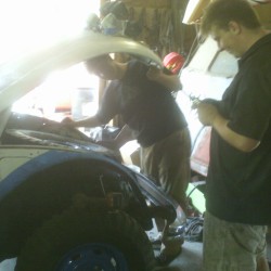 Ryan and Paul working on the wiring and bumper.